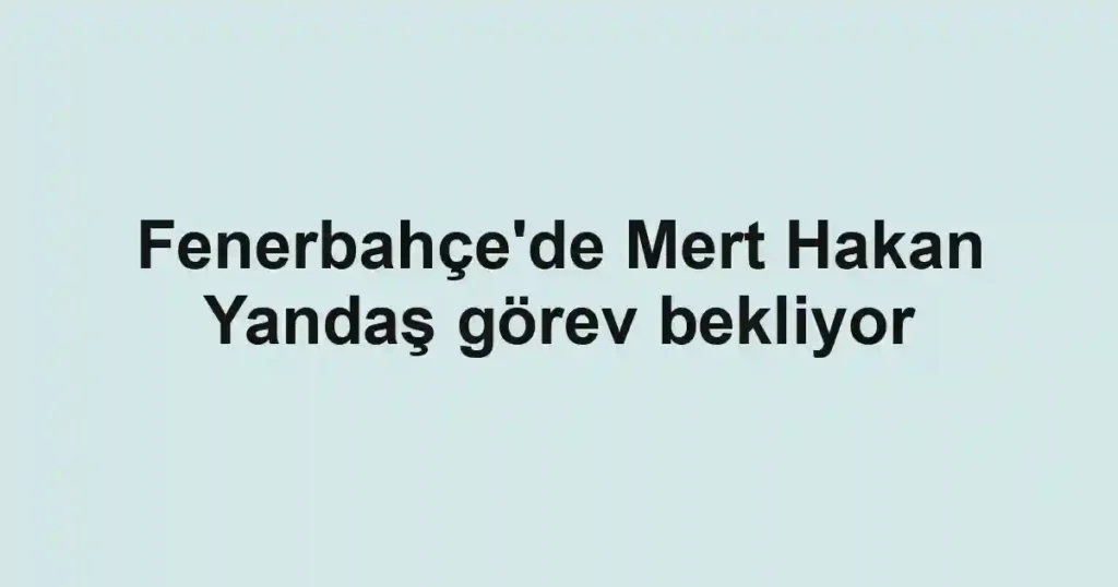Fenerbahçe'de Mert Hakan Yandaş görev bekliyor