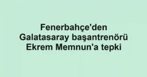 Fenerbahçe'den Galatasaray başantrenörü Ekrem Memnun'a tepki