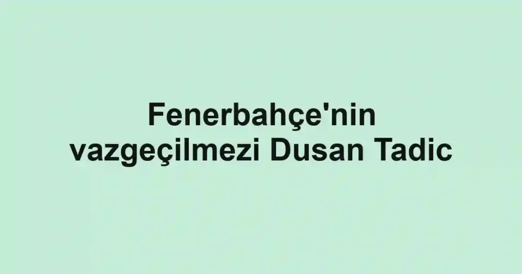 Fenerbahçe'nin vazgeçilmezi Dusan Tadic