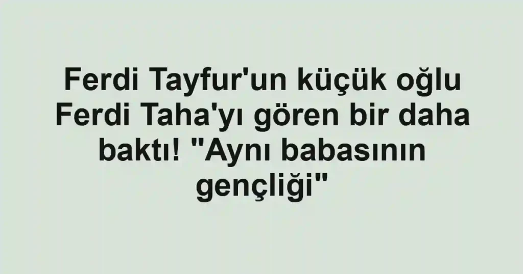 Ferdi Tayfur'un küçük oğlu Ferdi Taha'yı gören bir daha baktı! "Aynı babasının gençliği"