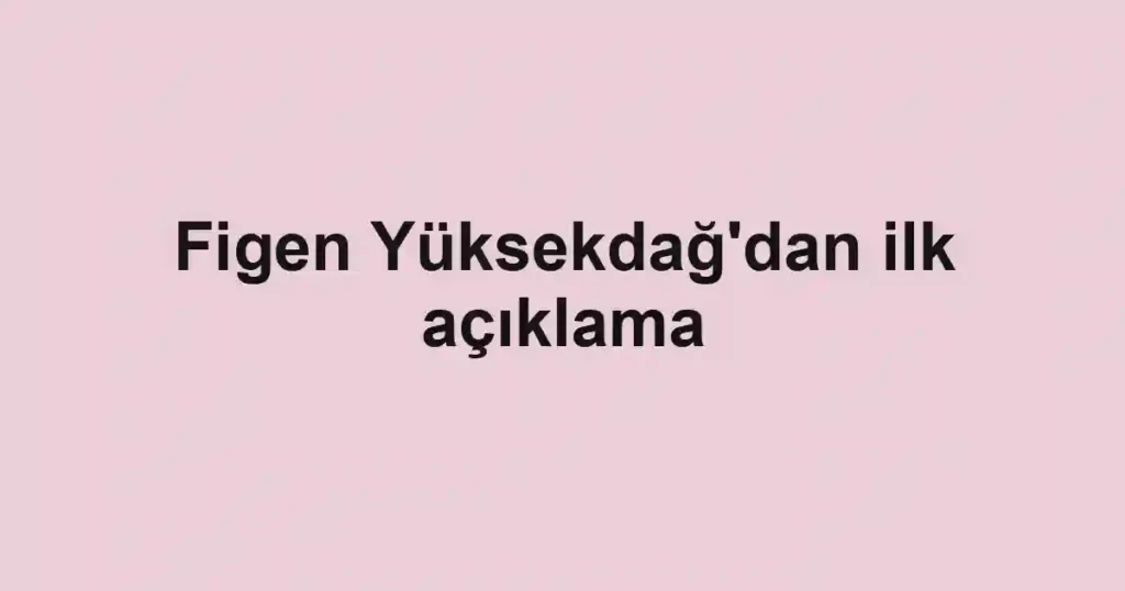 Figen Yüksekdağ'dan ilk açıklama