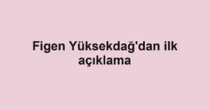 Figen Yüksekdağ'dan ilk açıklama