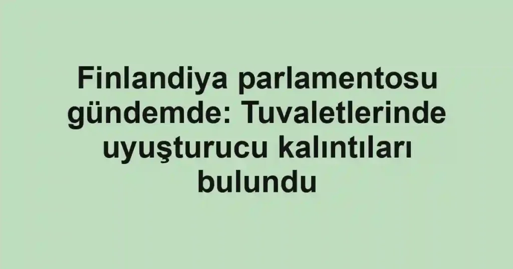 Finlandiya parlamentosu gündemde: Tuvaletlerinde uyuşturucu kalıntıları bulundu