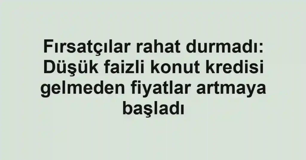 Fırsatçılar rahat durmadı: Düşük faizli konut kredisi gelmeden fiyatlar artmaya başladı