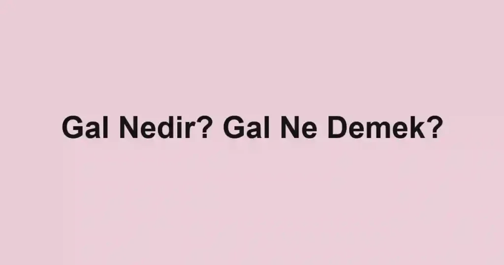 Gal Nedir? Gal Ne Demek?