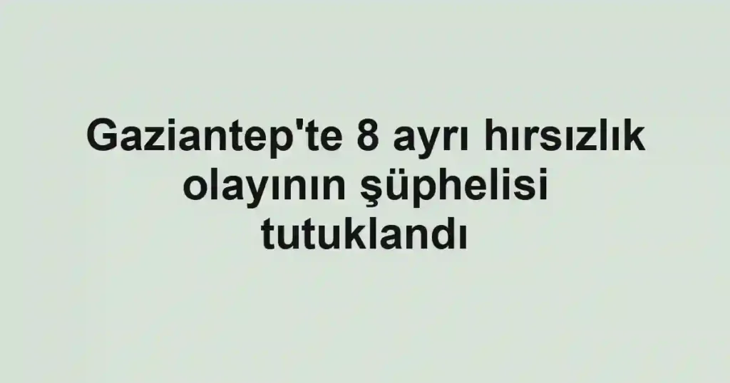 Gaziantep'te 8 ayrı hırsızlık olayının şüphelisi tutuklandı