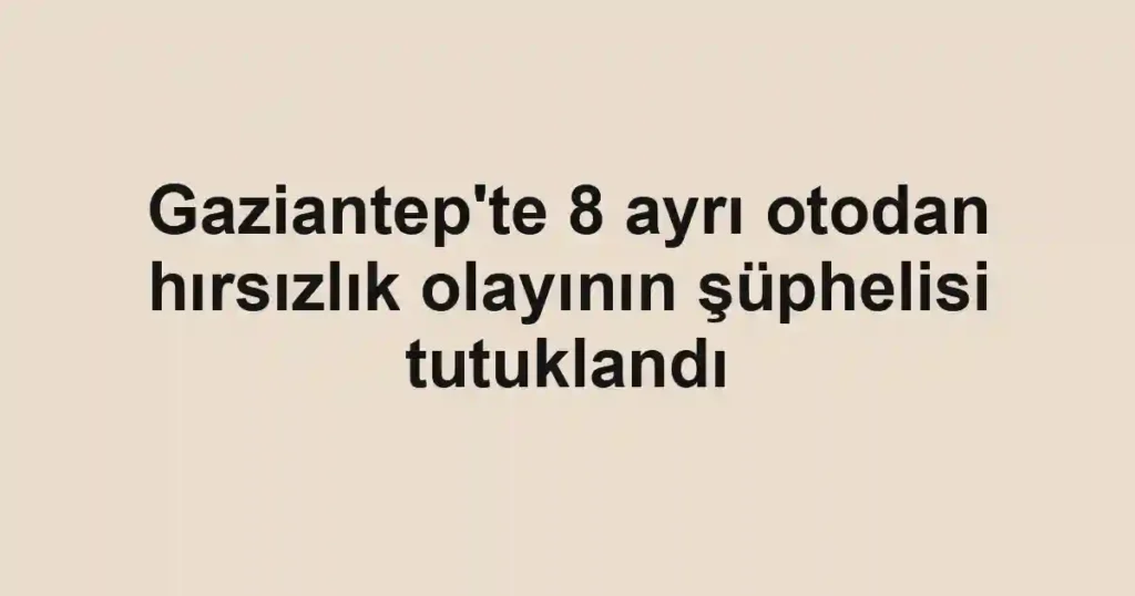 Gaziantep'te 8 ayrı otodan hırsızlık olayının şüphelisi tutuklandı