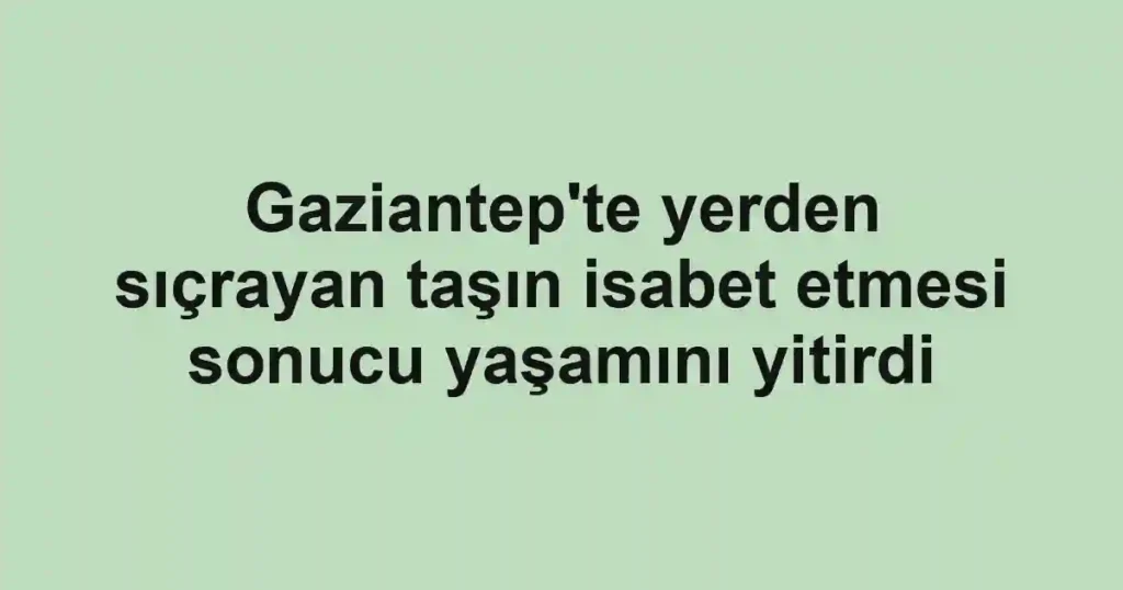 Gaziantep'te yerden sıçrayan taşın isabet etmesi sonucu yaşamını yitirdi