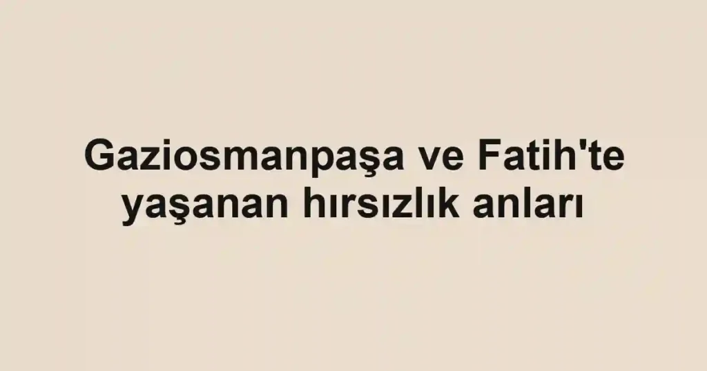 Gaziosmanpaşa ve Fatih'te yaşanan hırsızlık anları