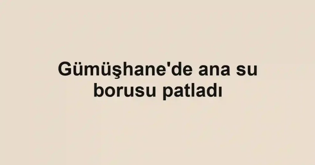 Gümüşhane'de ana su borusu patladı