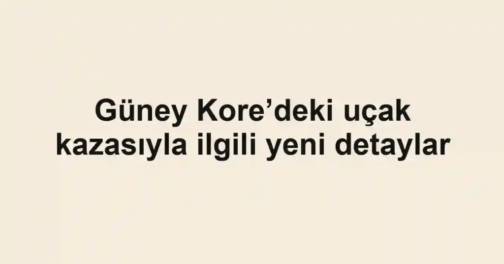 Güney Kore’deki uçak kazasıyla ilgili yeni detaylar