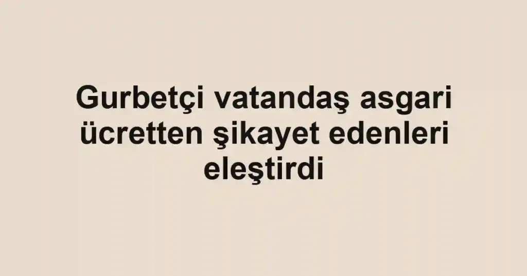 Gurbetçi vatandaş asgari ücretten şikayet edenleri eleştirdi