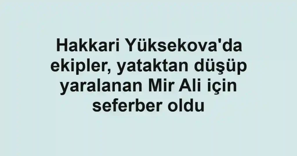 Hakkari Yüksekova'da ekipler, yataktan düşüp yaralanan Mir Ali için seferber oldu
