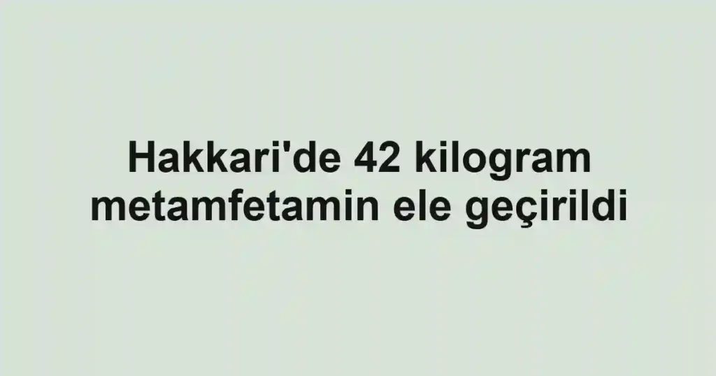 Hakkari'de 42 kilogram metamfetamin ele geçirildi