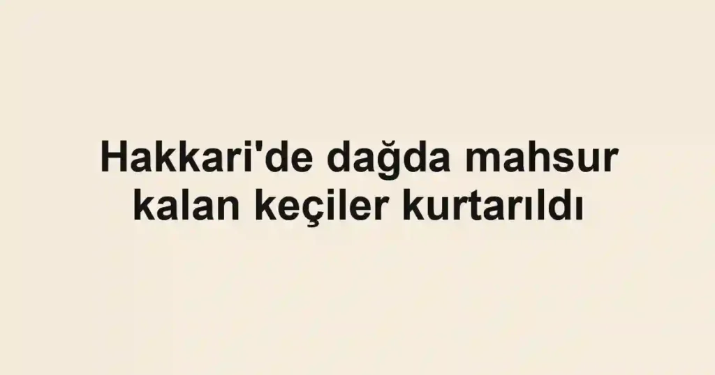 Hakkari'de dağda mahsur kalan keçiler kurtarıldı