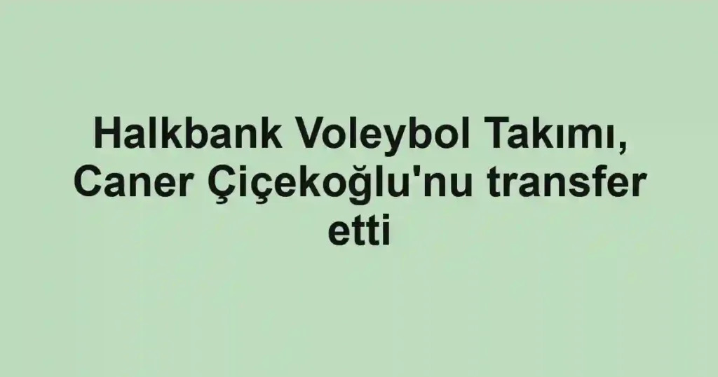 Halkbank Voleybol Takımı, Caner Çiçekoğlu'nu transfer etti