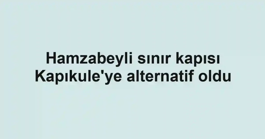 Hamzabeyli sınır kapısı Kapıkule'ye alternatif oldu