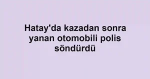 Hatay'da kazadan sonra yanan otomobili polis söndürdü
