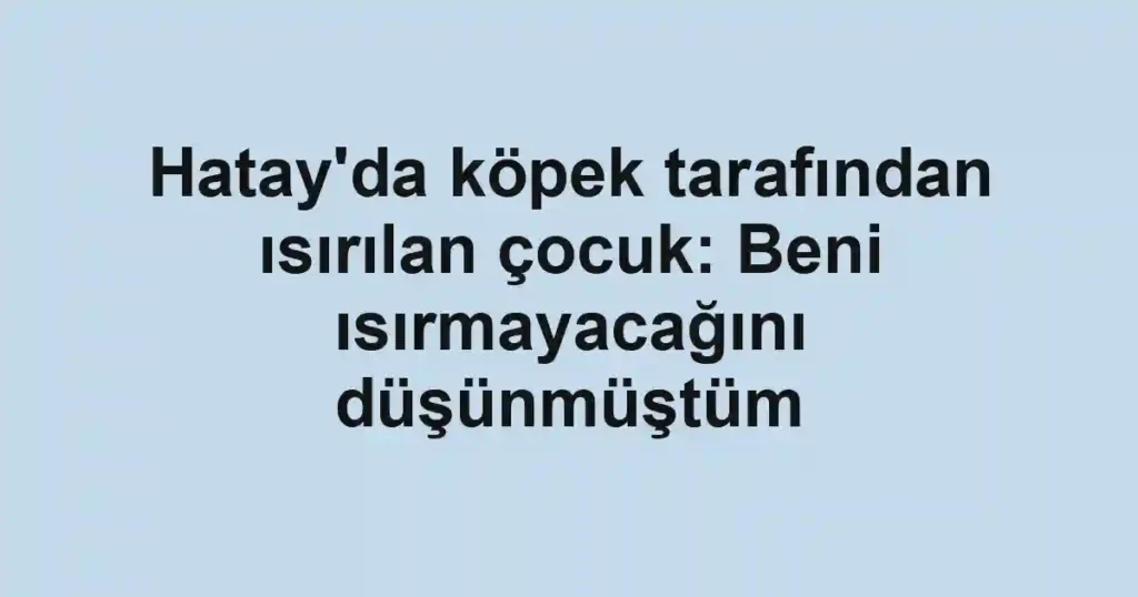 Hatay'da köpek tarafından ısırılan çocuk: Beni ısırmayacağını düşünmüştüm