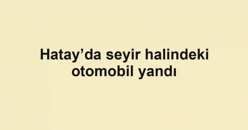 Hatay’da seyir halindeki otomobil yandı