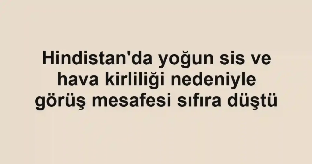 Hindistan'da yoğun sis ve hava kirliliği nedeniyle görüş mesafesi sıfıra düştü