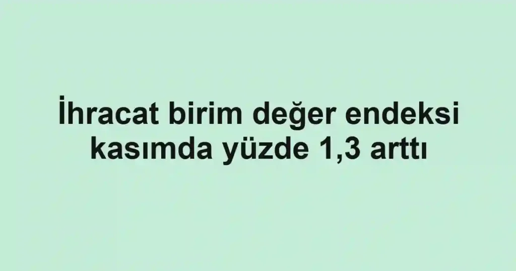 İhracat birim değer endeksi kasımda yüzde 1,3 arttı