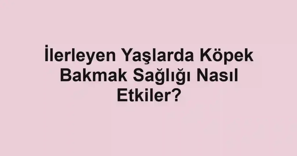 İlerleyen Yaşlarda Köpek Bakmak Sağlığı Nasıl Etkiler?