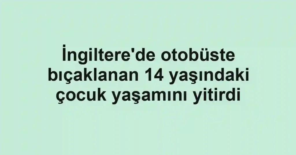 İngiltere'de otobüste bıçaklanan 14 yaşındaki çocuk yaşamını yitirdi