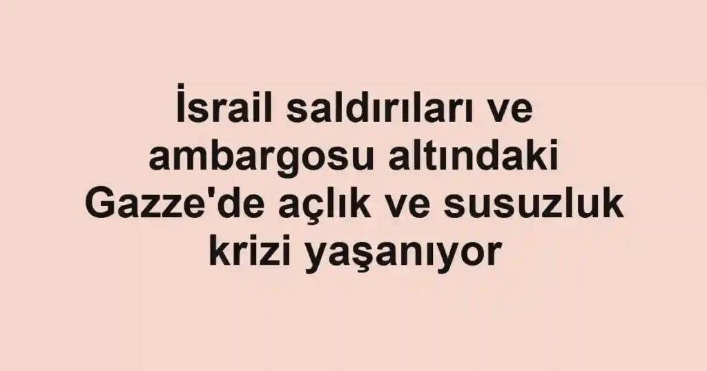 İsrail saldırıları ve ambargosu altındaki Gazze'de açlık ve susuzluk krizi yaşanıyor