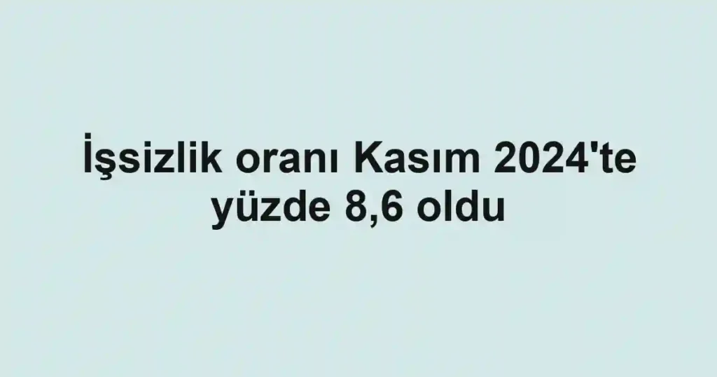 İşsizlik oranı Kasım 2024'te yüzde 8,6 oldu
