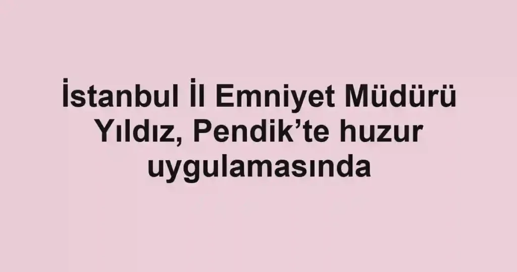 İstanbul İl Emniyet Müdürü Yıldız, Pendik’te huzur uygulamasında