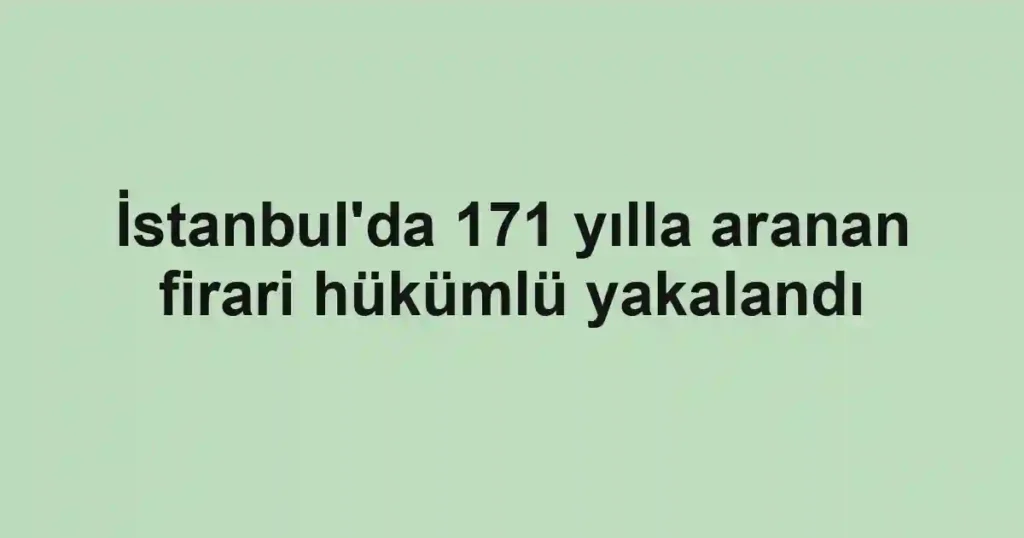 İstanbul'da 171 yılla aranan firari hükümlü yakalandı