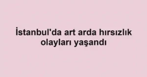 İstanbul'da art arda hırsızlık olayları yaşandı