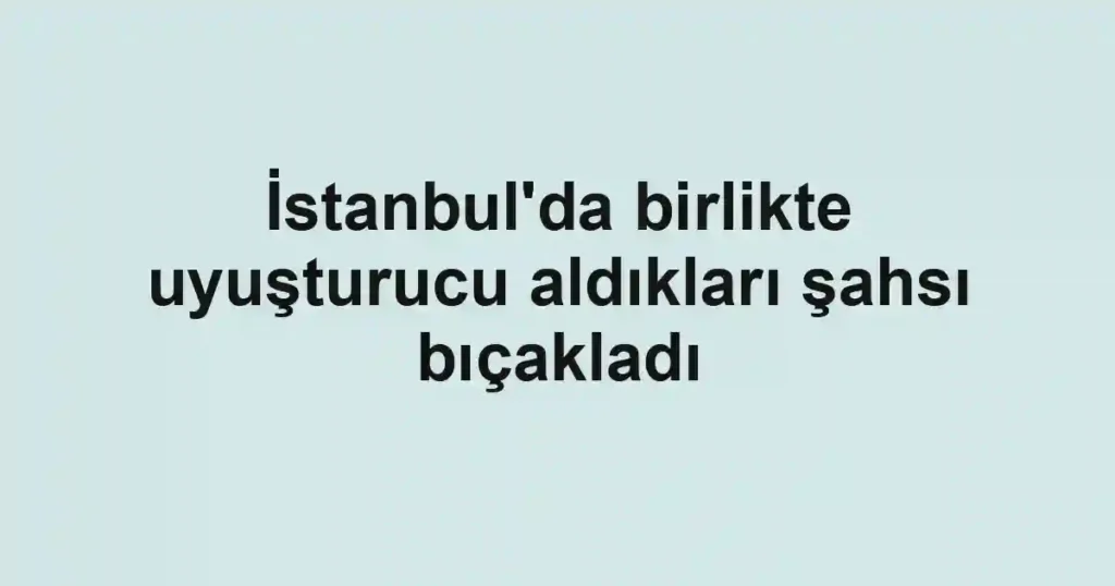 İstanbul'da birlikte uyuşturucu aldıkları şahsı bıçakladı