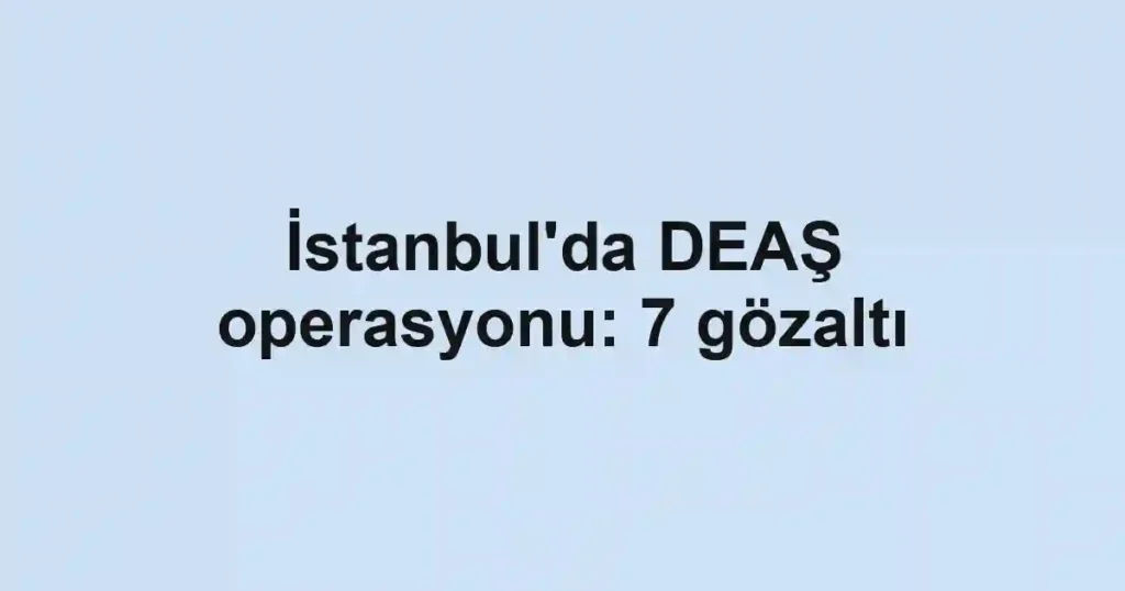 İstanbul'da DEAŞ operasyonu: 7 gözaltı