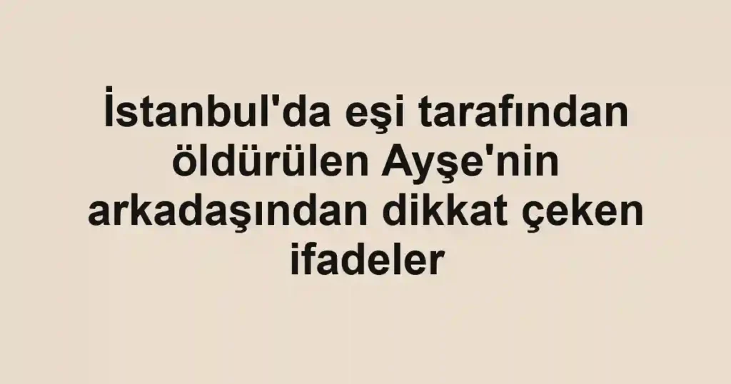İstanbul'da eşi tarafından öldürülen Ayşe'nin arkadaşından dikkat çeken ifadeler