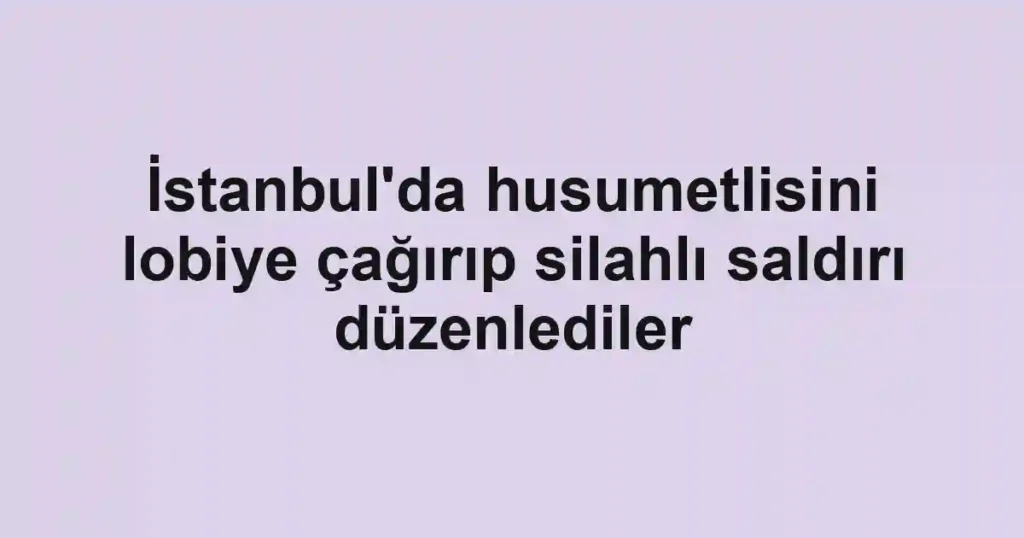 İstanbul'da husumetlisini lobiye çağırıp silahlı saldırı düzenlediler