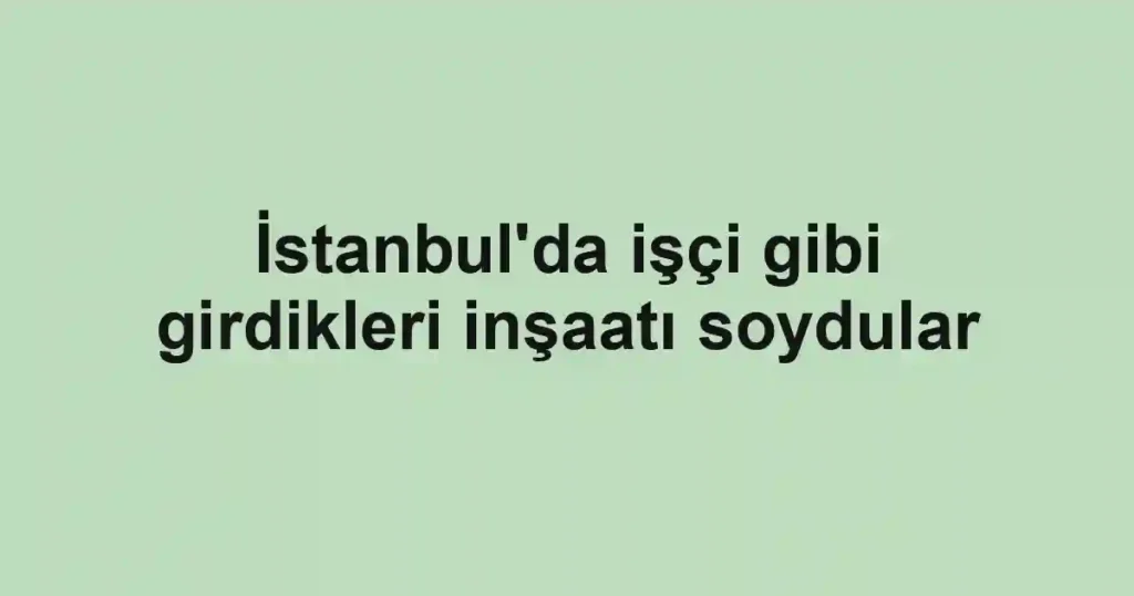 İstanbul'da işçi gibi girdikleri inşaatı soydular