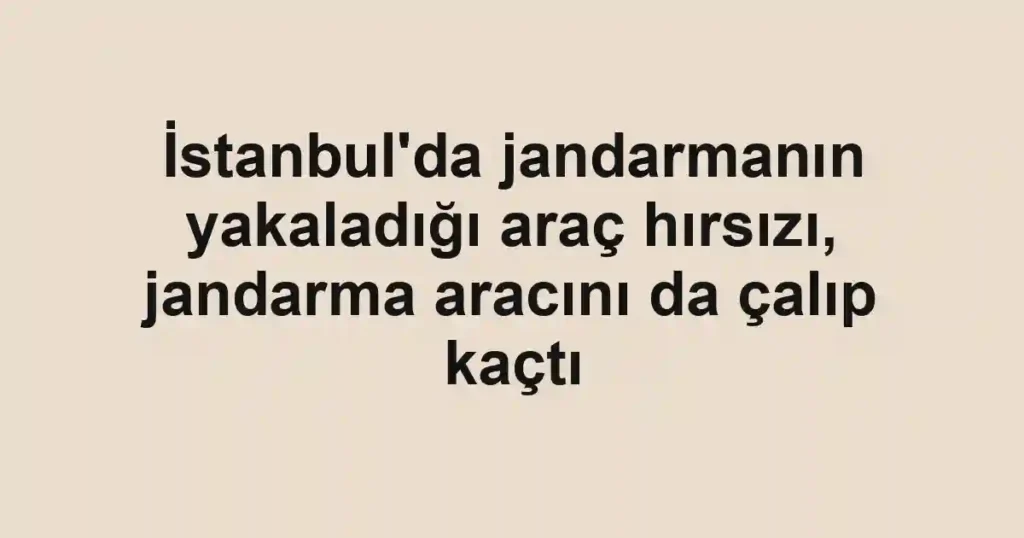 İstanbul'da jandarmanın yakaladığı araç hırsızı, jandarma aracını da çalıp kaçtı