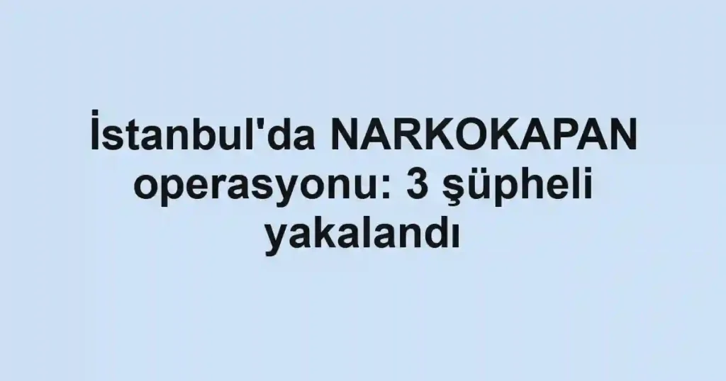 İstanbul'da NARKOKAPAN operasyonu: 3 şüpheli yakalandı