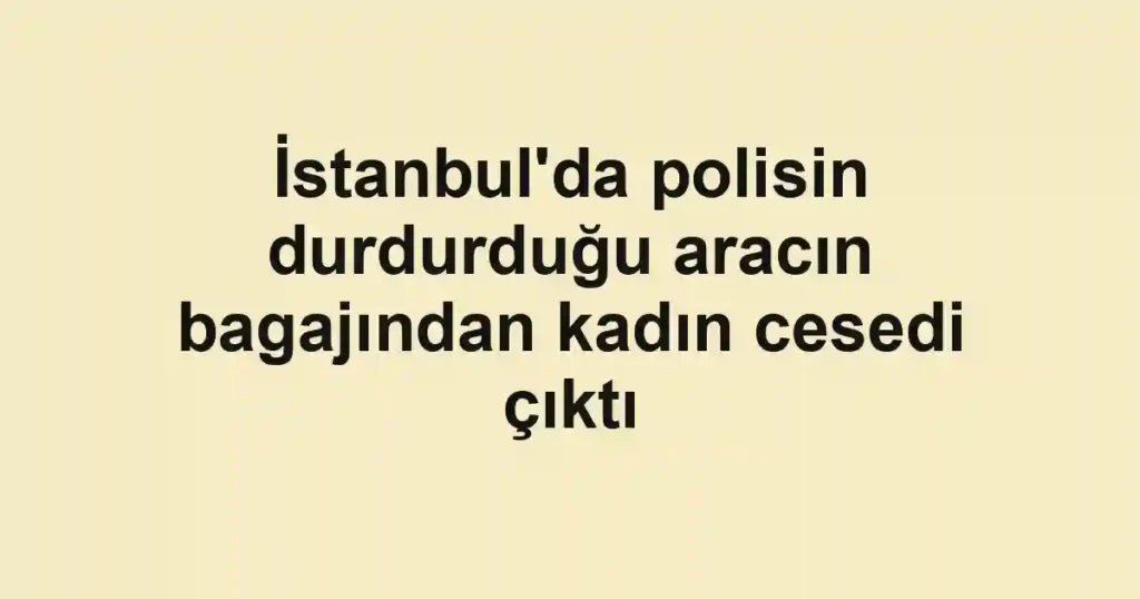 İstanbul'da polisin durdurduğu aracın bagajından kadın cesedi çıktı