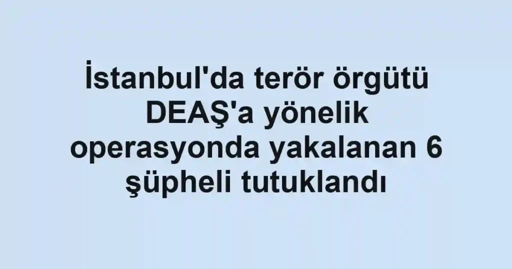 İstanbul'da terör örgütü DEAŞ'a yönelik operasyonda yakalanan 6 şüpheli tutuklandı