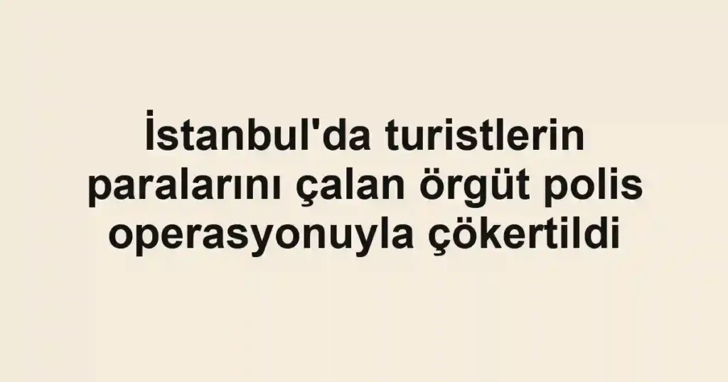 İstanbul'da turistlerin paralarını çalan örgüt polis operasyonuyla çökertildi