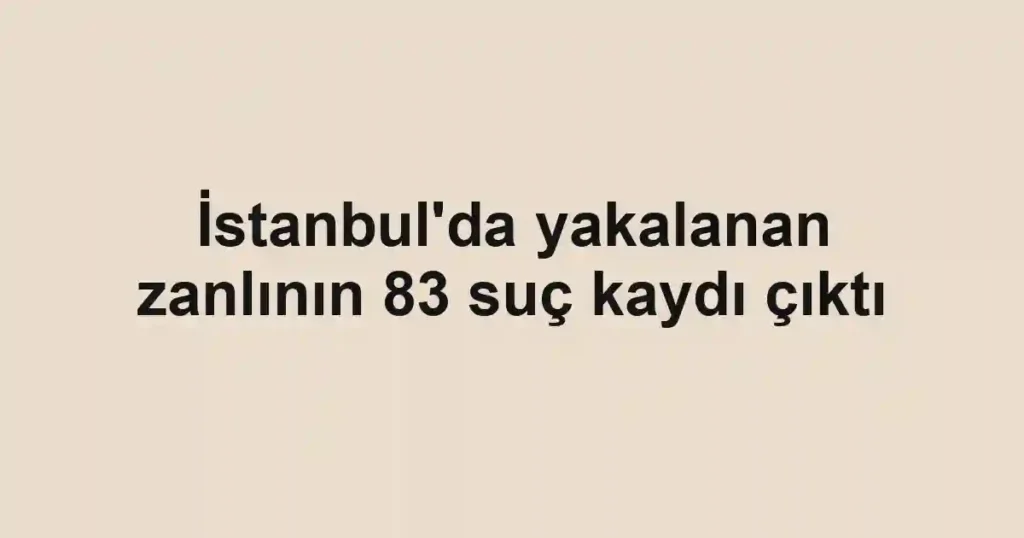 İstanbul'da yakalanan zanlının 83 suç kaydı çıktı