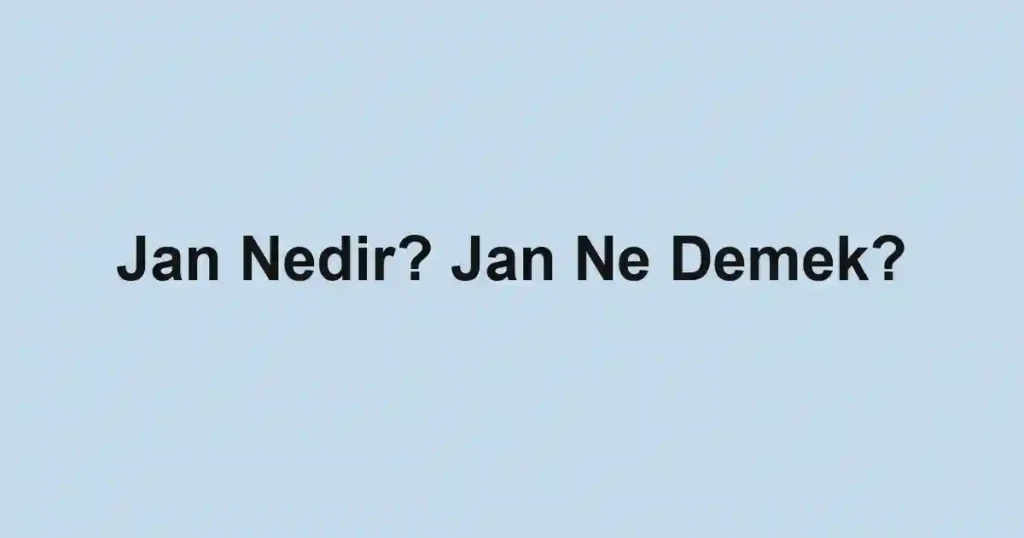 Jan Nedir? Jan Ne Demek?