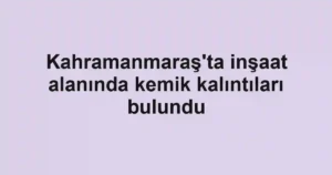 Kahramanmaraş'ta inşaat alanında kemik kalıntıları bulundu