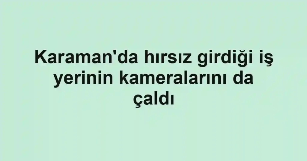Karaman'da hırsız girdiği iş yerinin kameralarını da çaldı