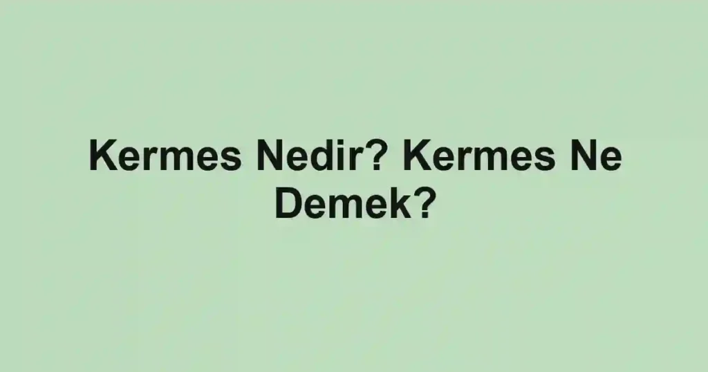 Kermes Nedir? Kermes Ne Demek?