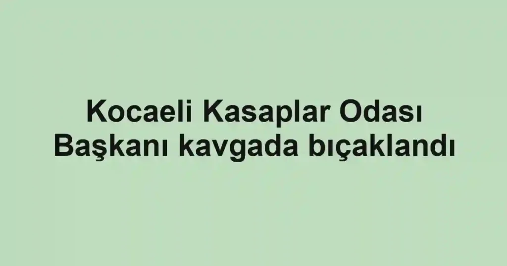 Kocaeli Kasaplar Odası Başkanı kavgada bıçaklandı