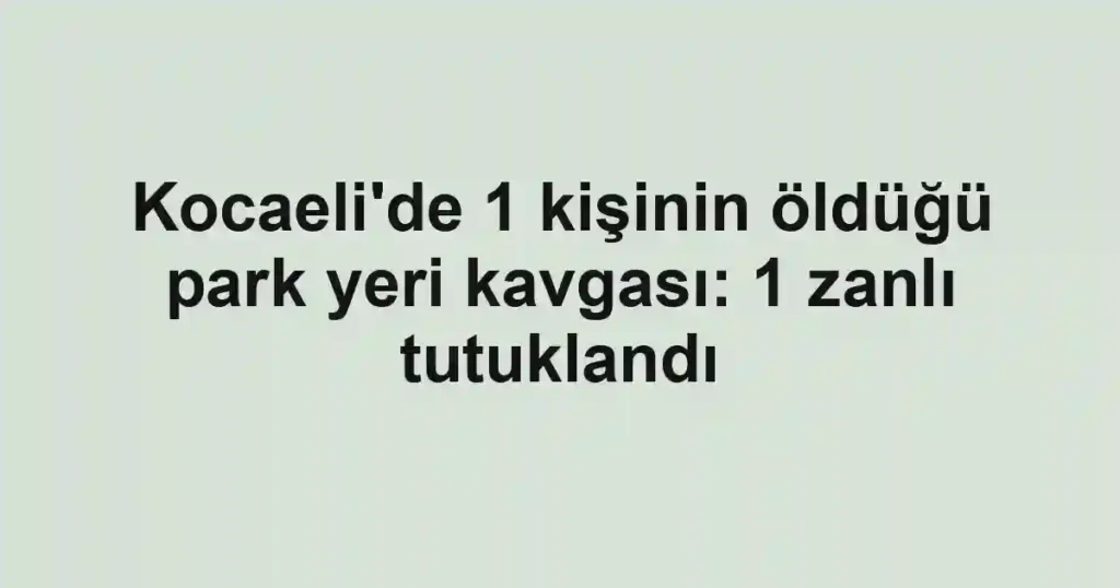 Kocaeli'de 1 kişinin öldüğü park yeri kavgası: 1 zanlı tutuklandı